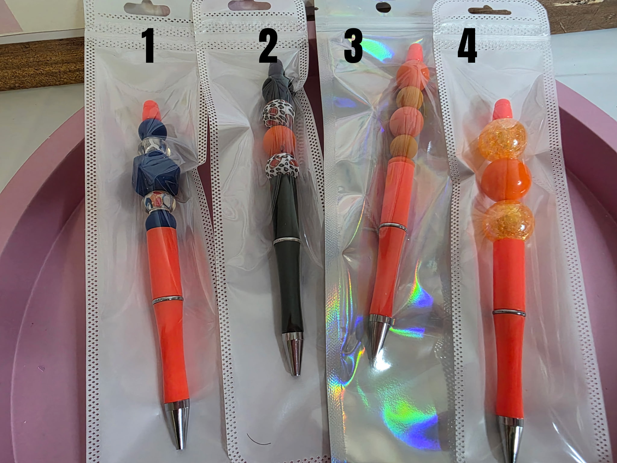 Checkered Charm Pen - Orange