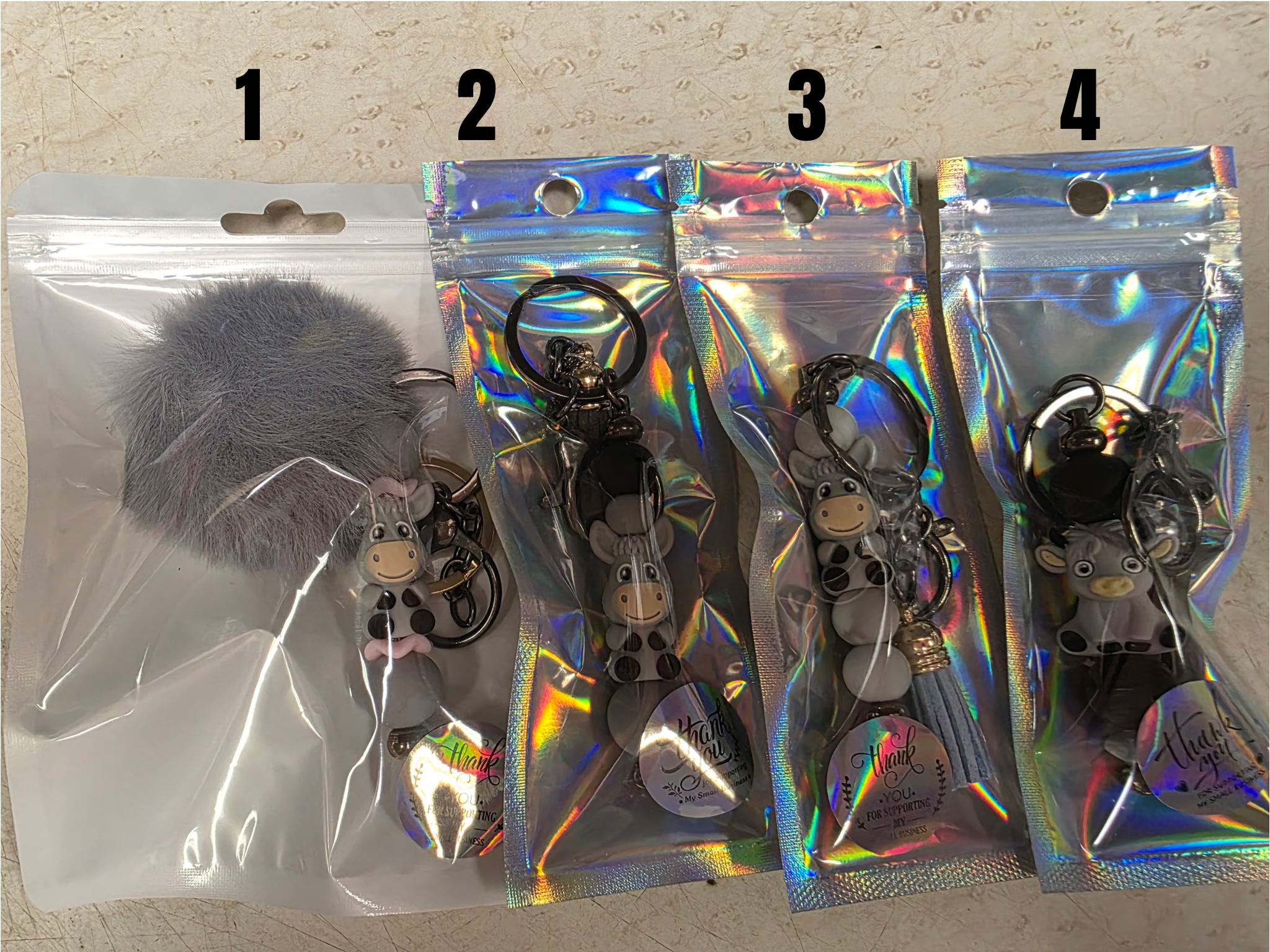 Checkered Charm Keychain - Animal