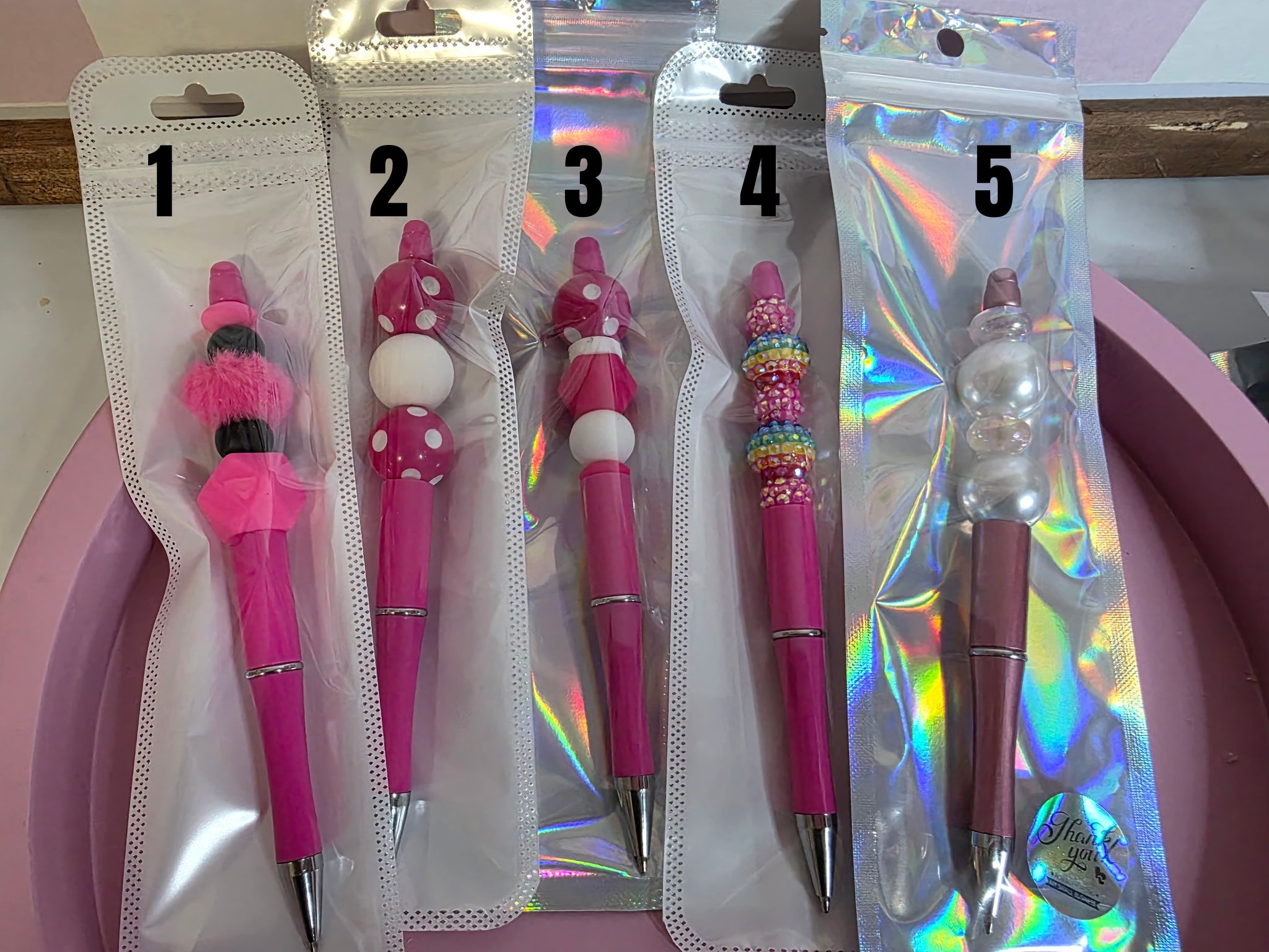 Checkered Charm Pen - Hot Pink