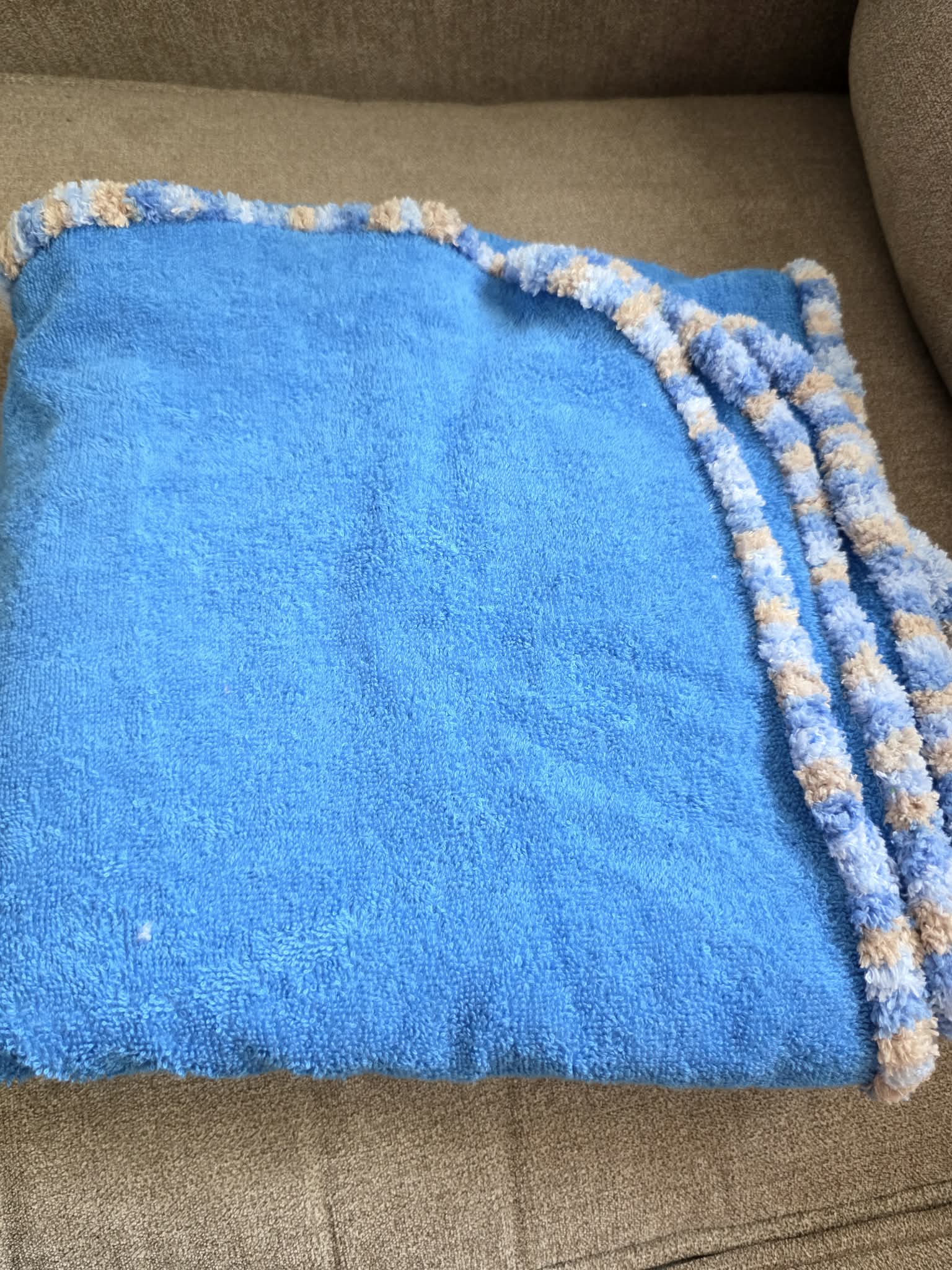 Handmade Crochet-Edged Terry Cloth Towel