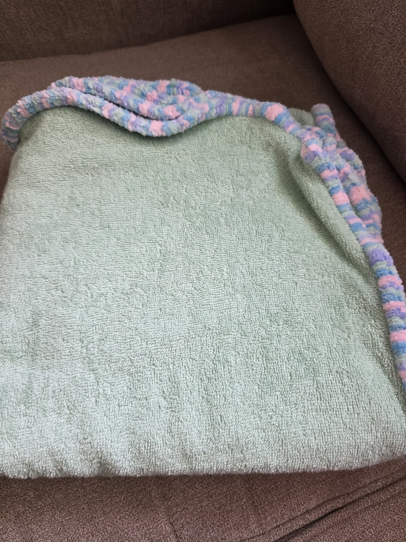 Handmade Crochet-Edged Terry Cloth Towel