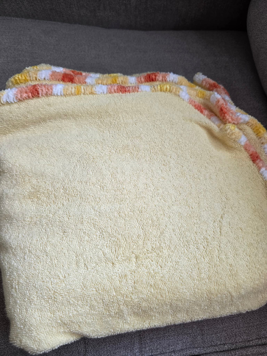Handmade Crochet-Edged Terry Cloth Towel