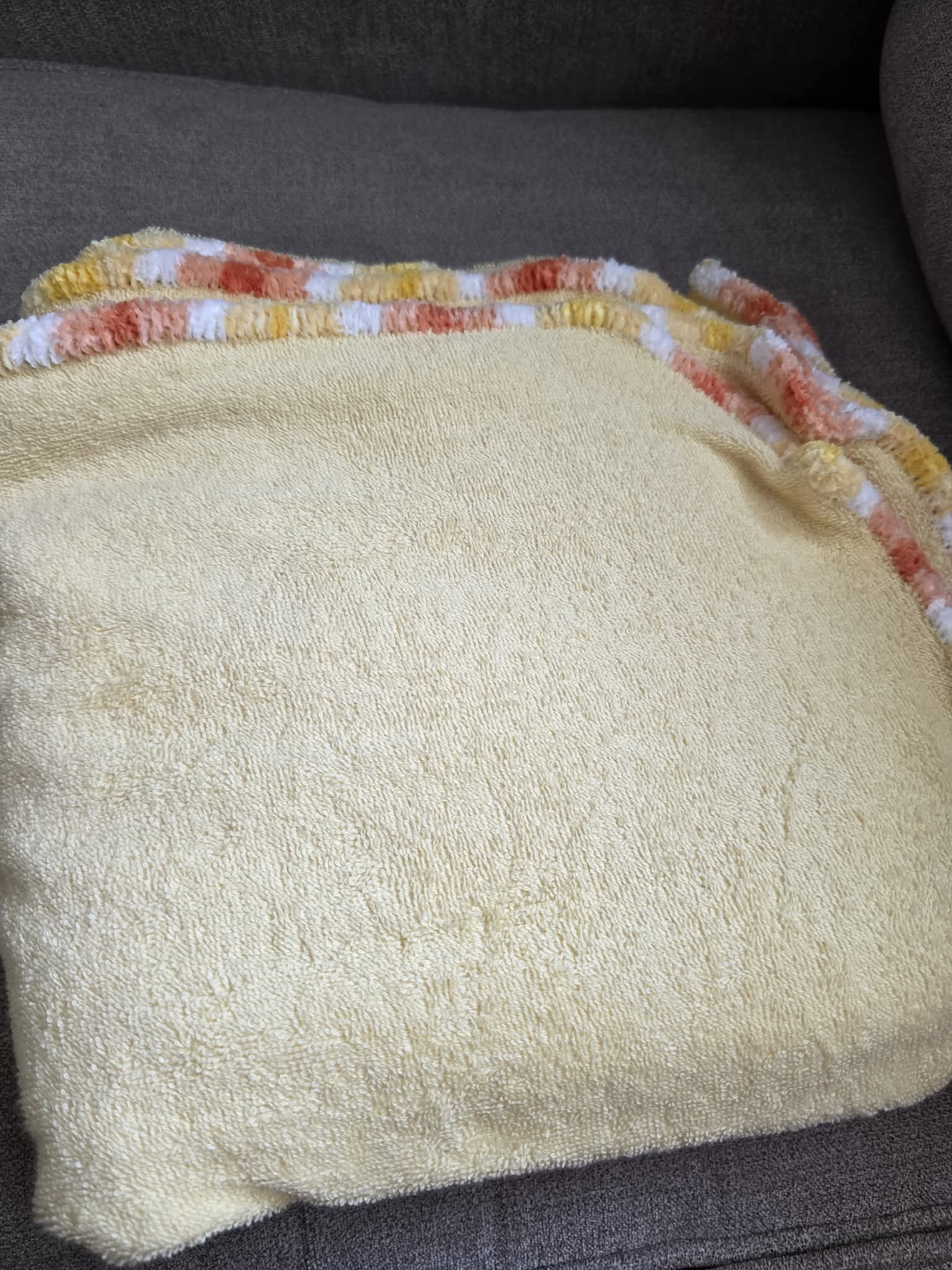 Handmade Crochet-Edged Terry Cloth Towel