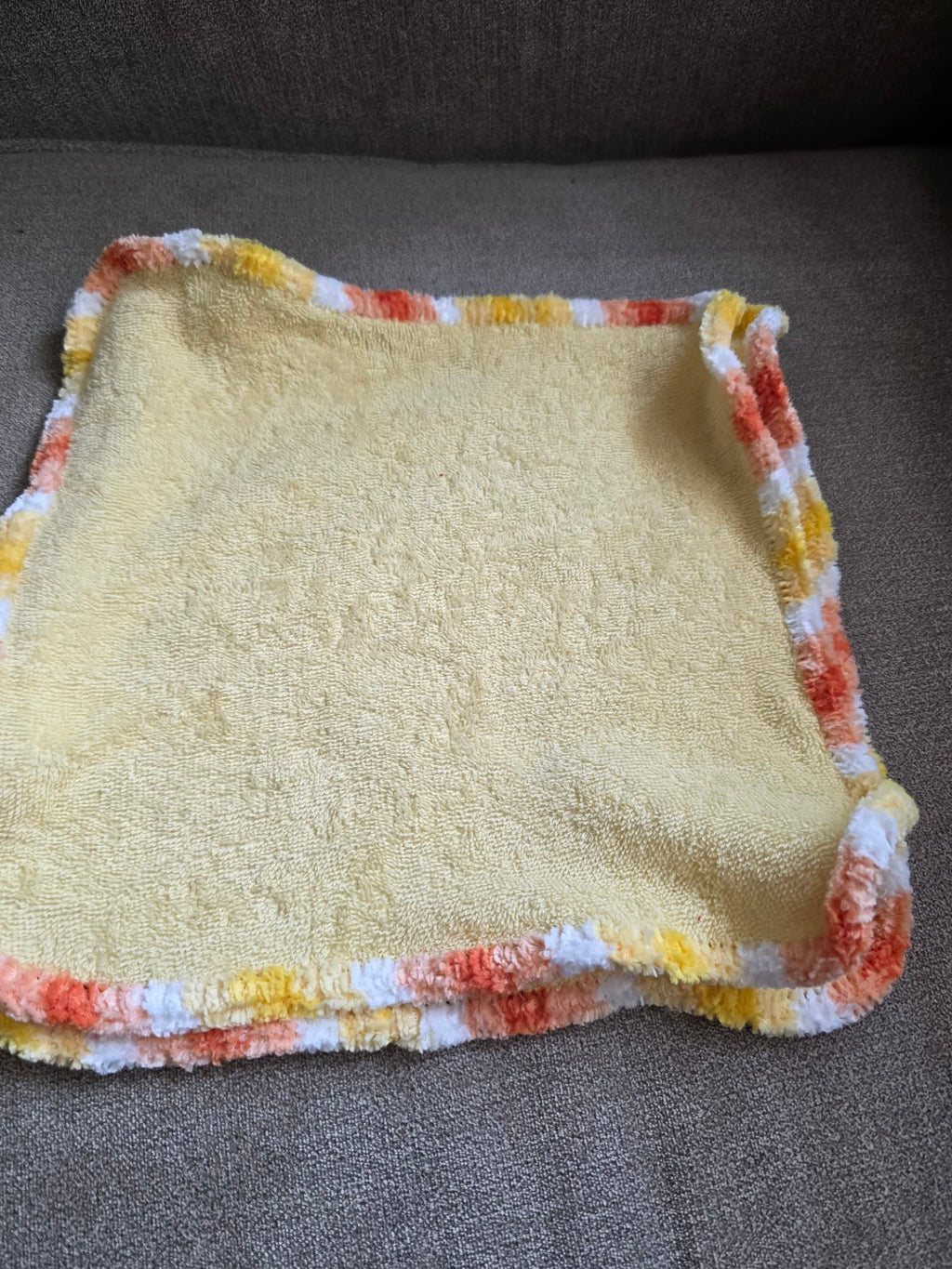 Handmade Crochet-Edged Terry Cloth Washcloth