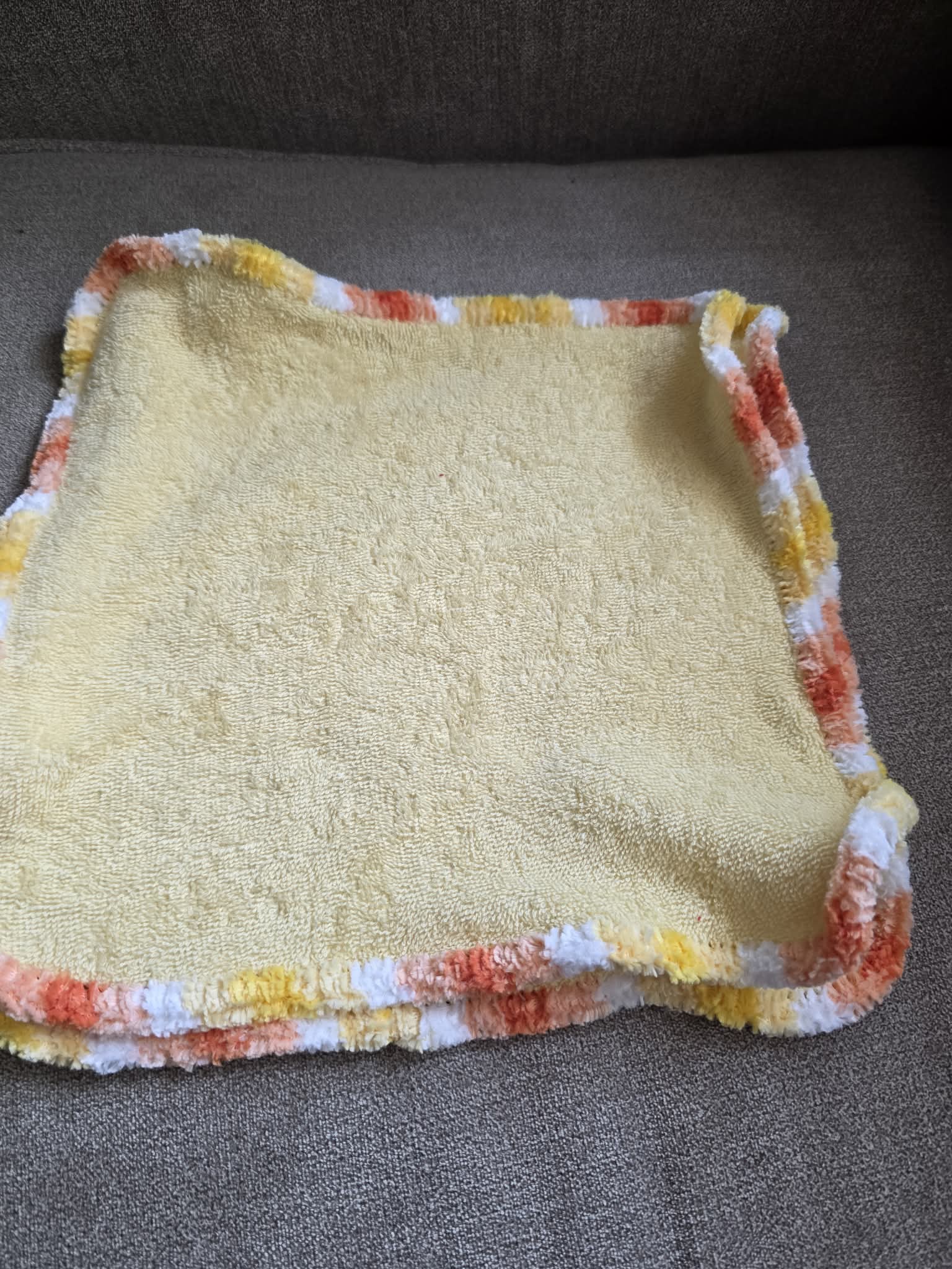Handmade Crochet-Edged Terry Cloth Washcloth