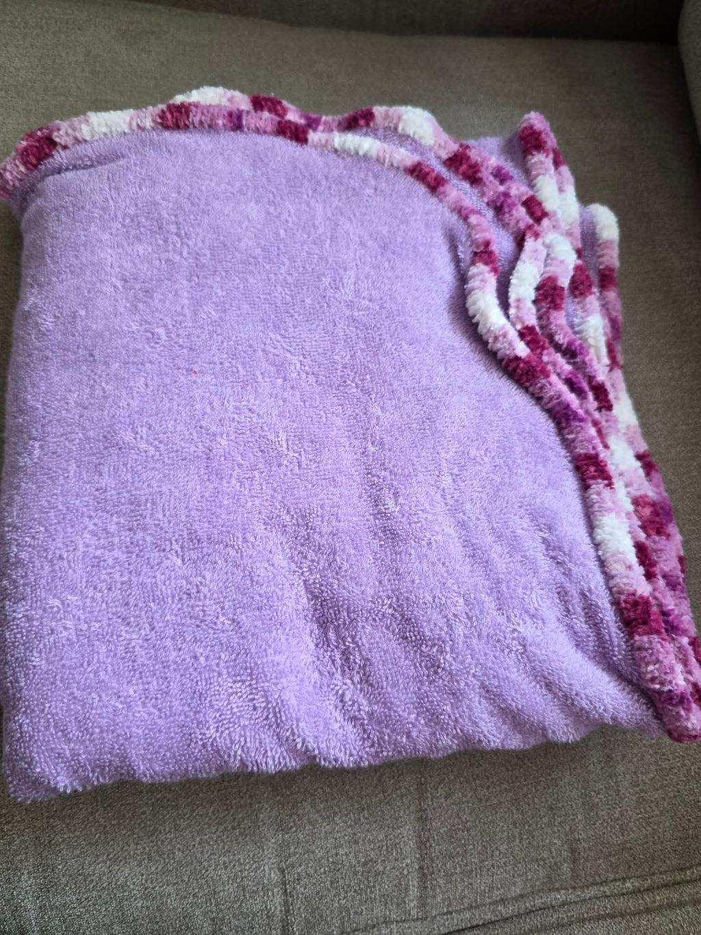 Handmade Crochet-Edged Terry Cloth Towel