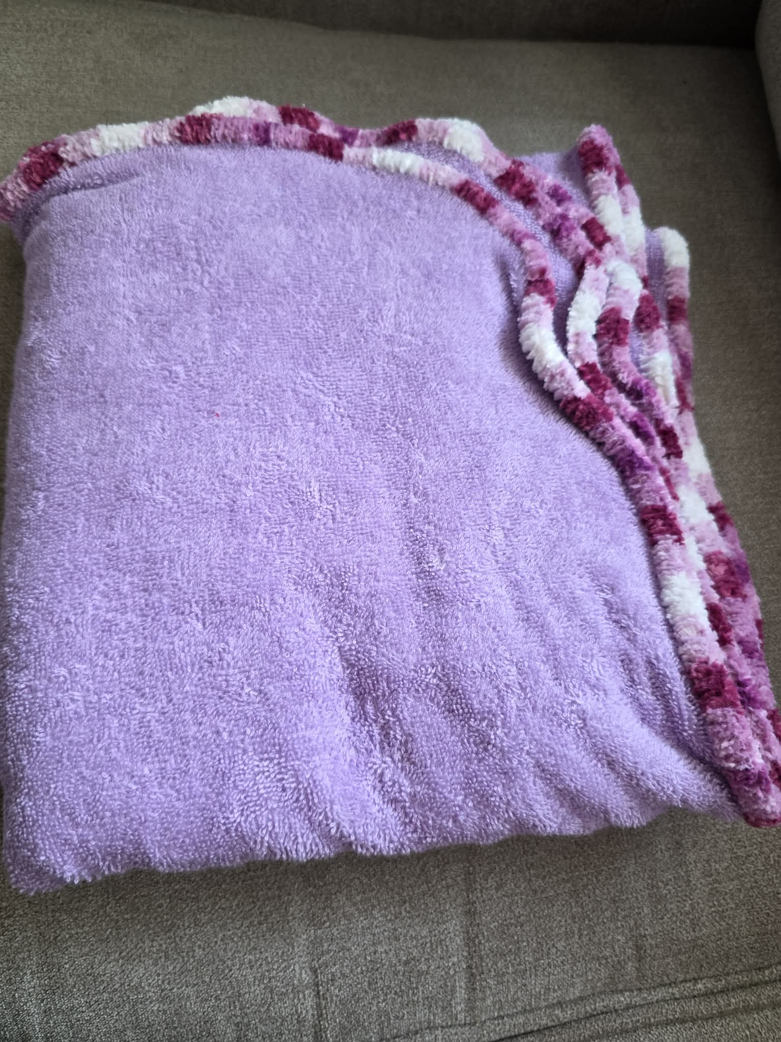 Handmade Crochet-Edged Terry Cloth Towel