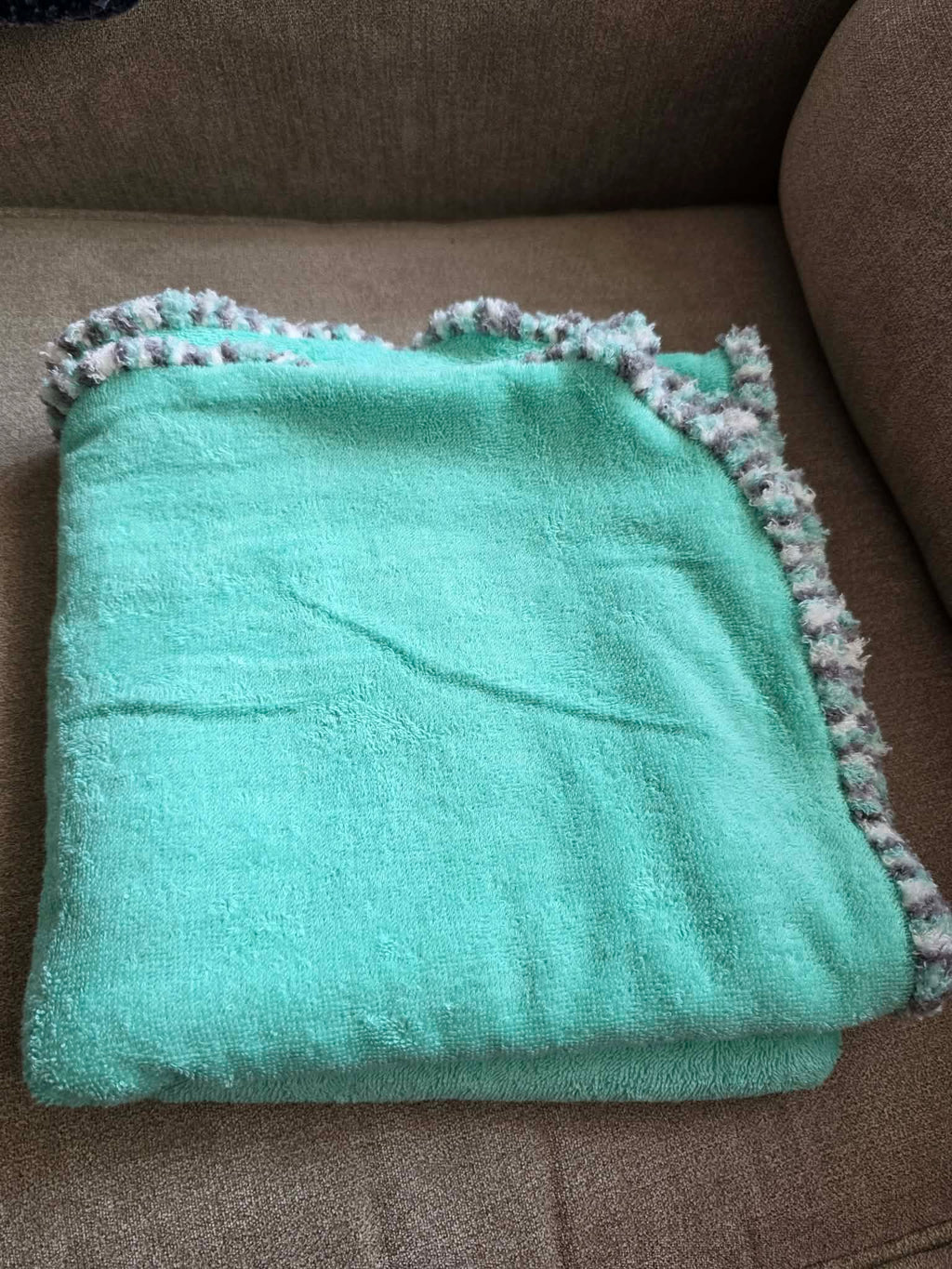 Handmade Crochet-Edged Terry Cloth Towel