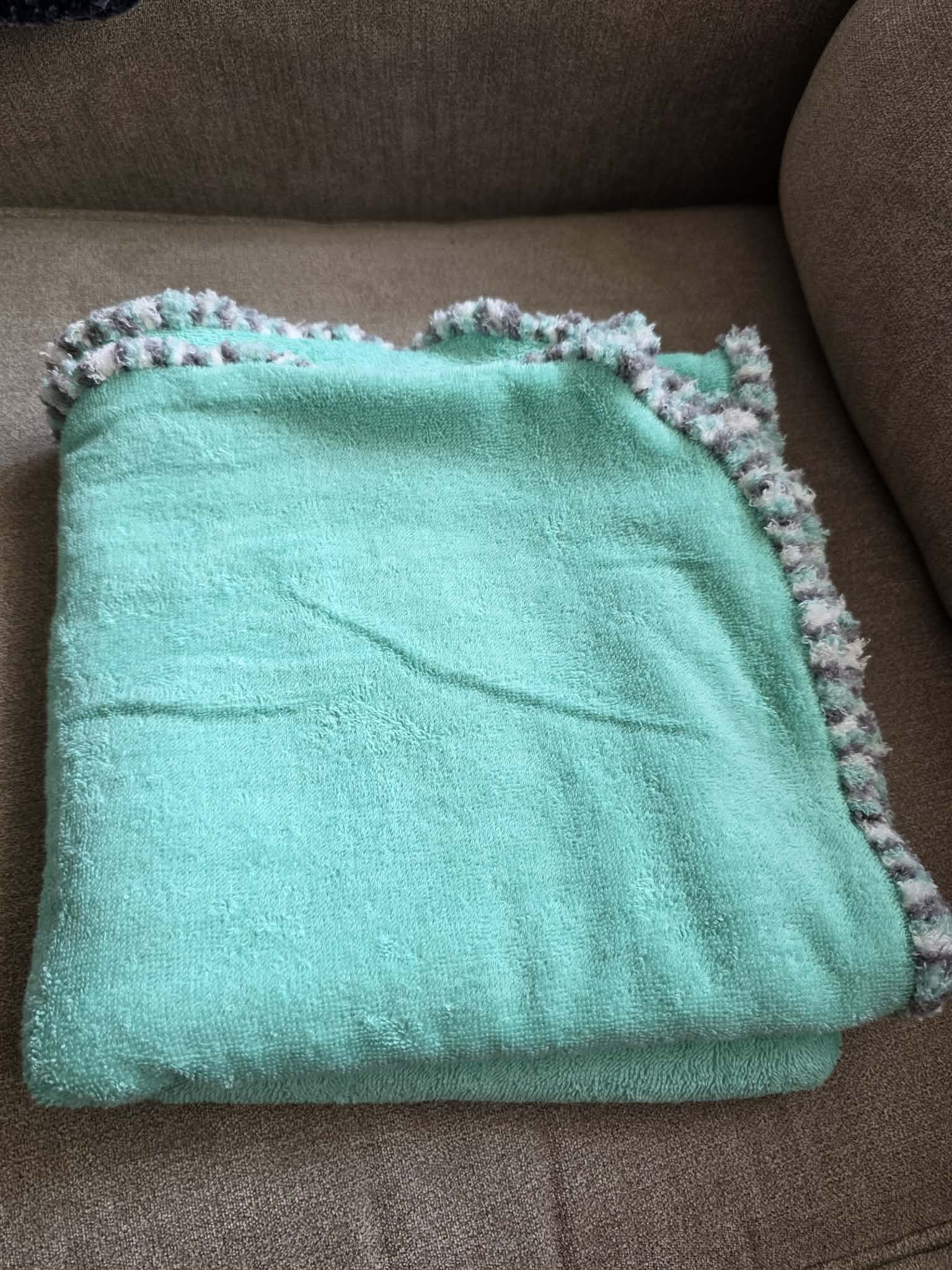 Handmade Crochet-Edged Terry Cloth Towel