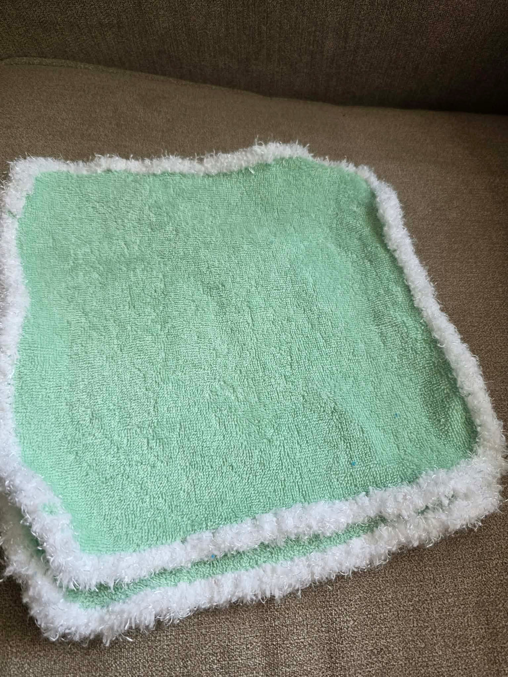 Handmade Crochet-Edged Terry Cloth Washcloth