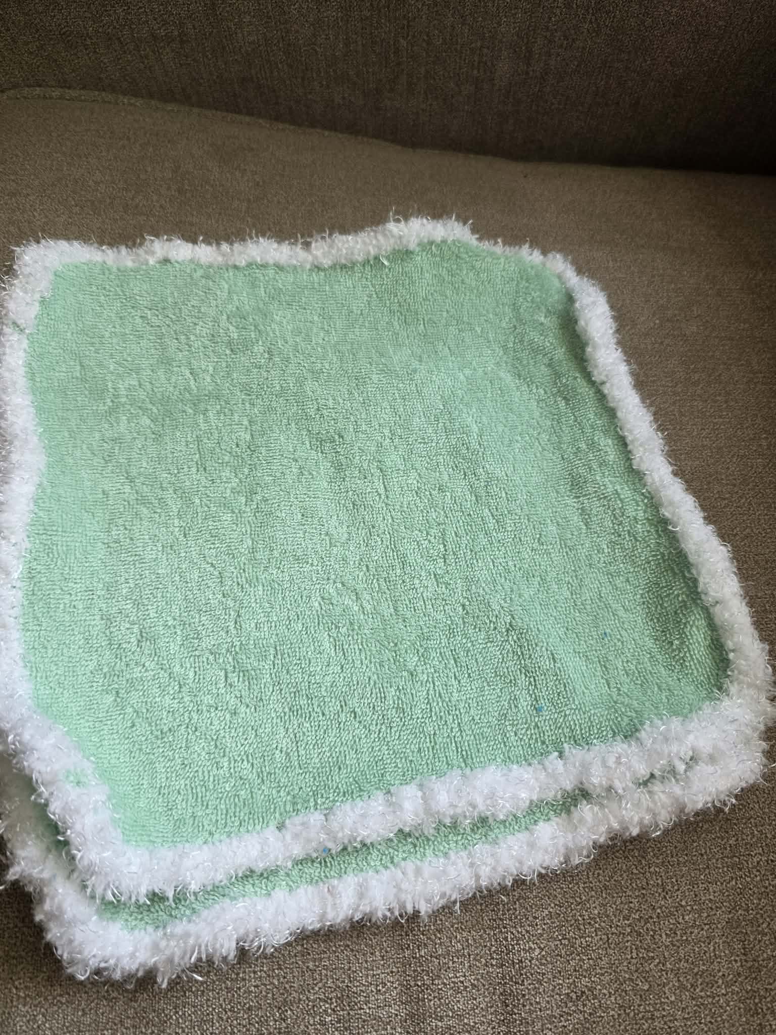 Handmade Crochet-Edged Terry Cloth Washcloth