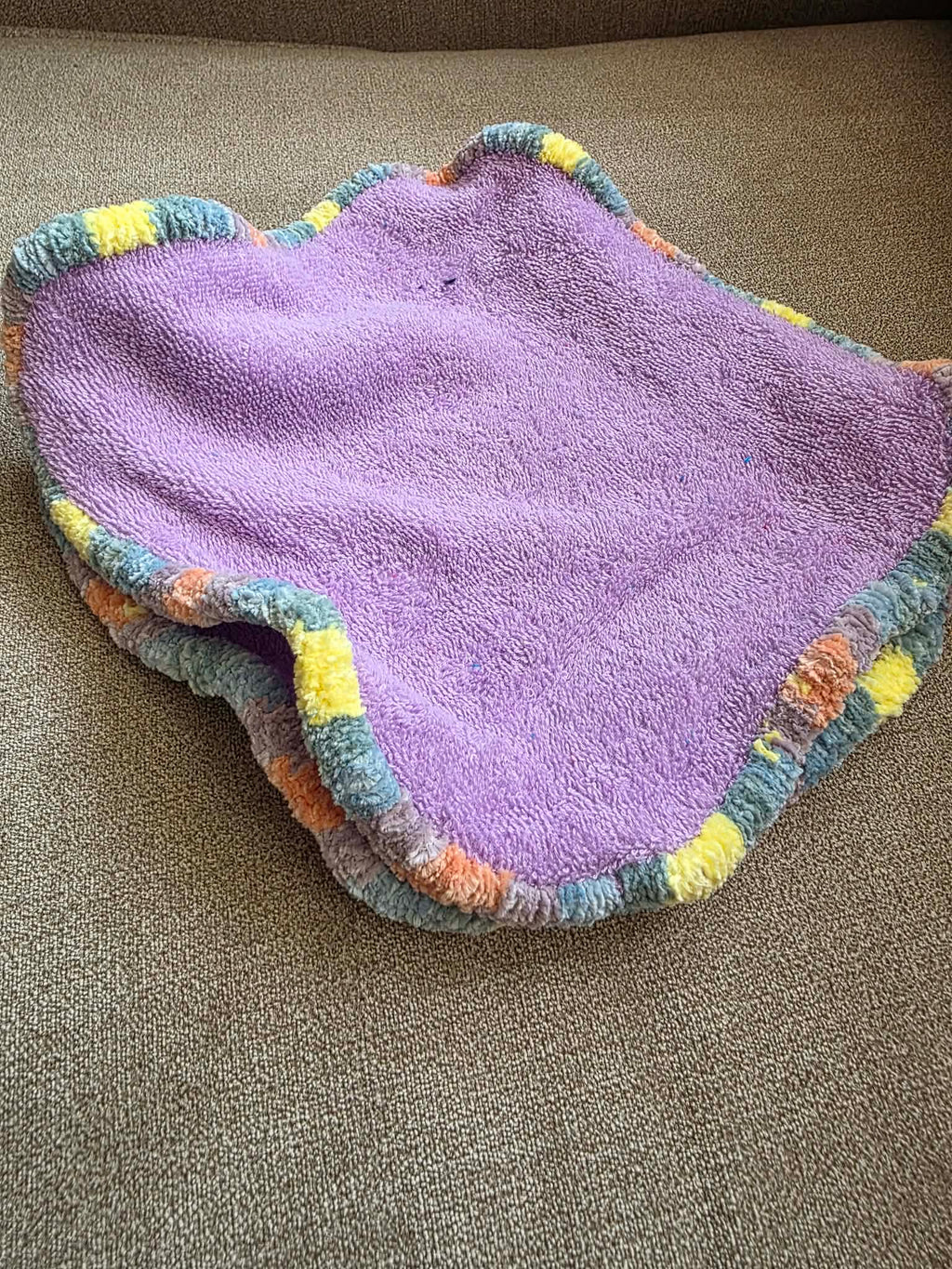 Handmade Crochet-Edged Terry Cloth Washcloth