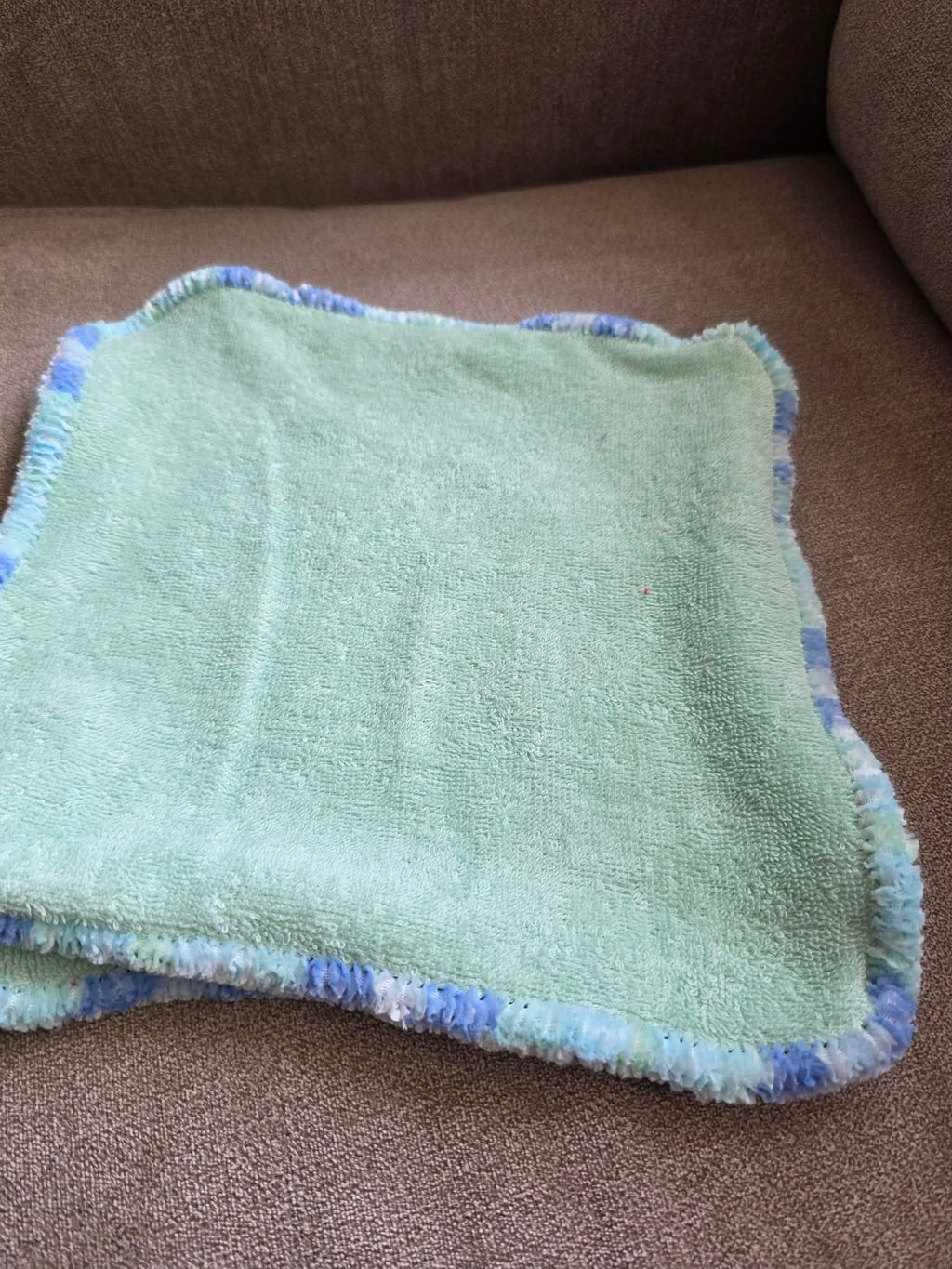 Handmade Crochet-Edged Terry Cloth Washcloth