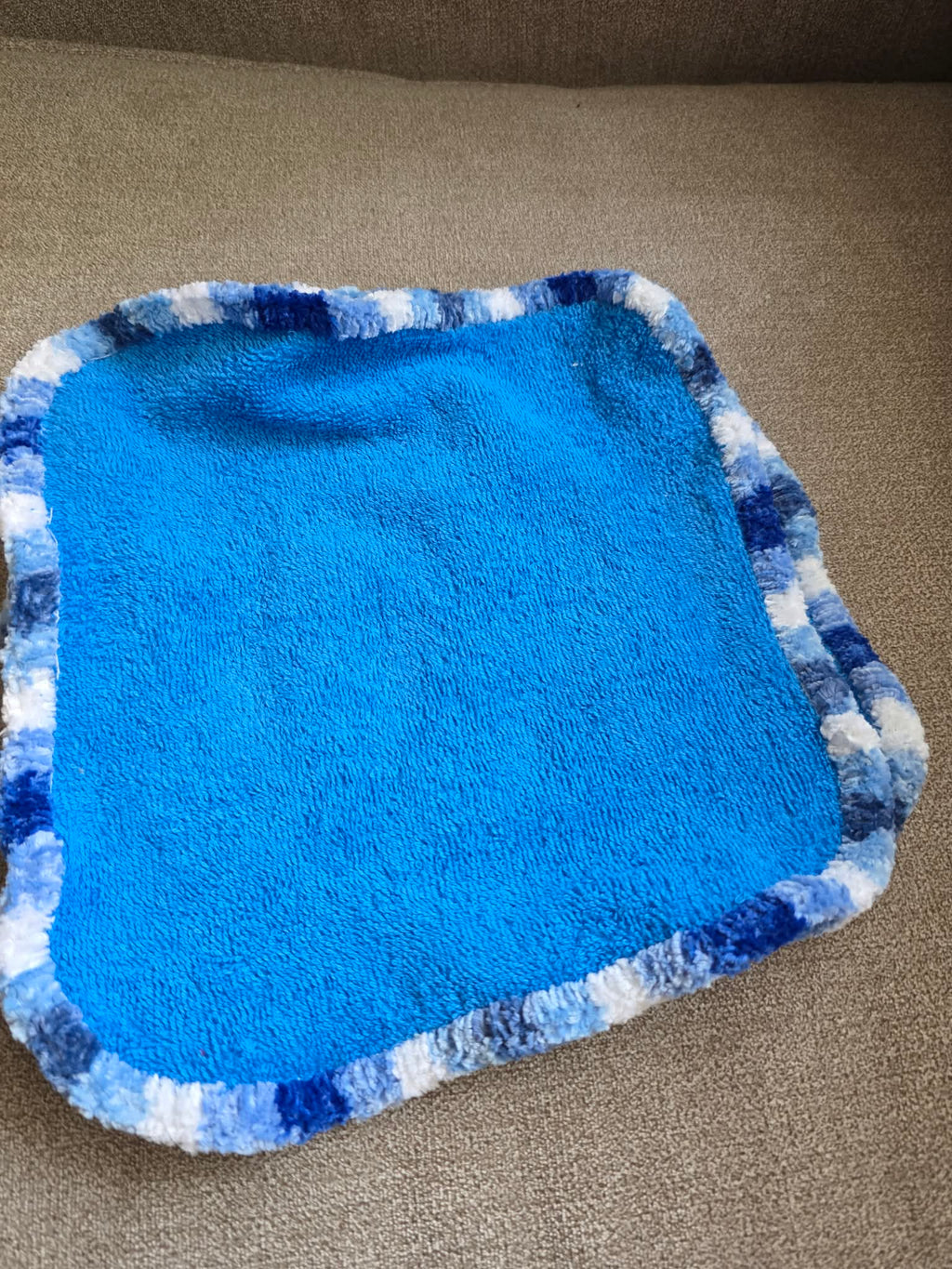 Handmade Crochet-Edged Terry Cloth Washcloth