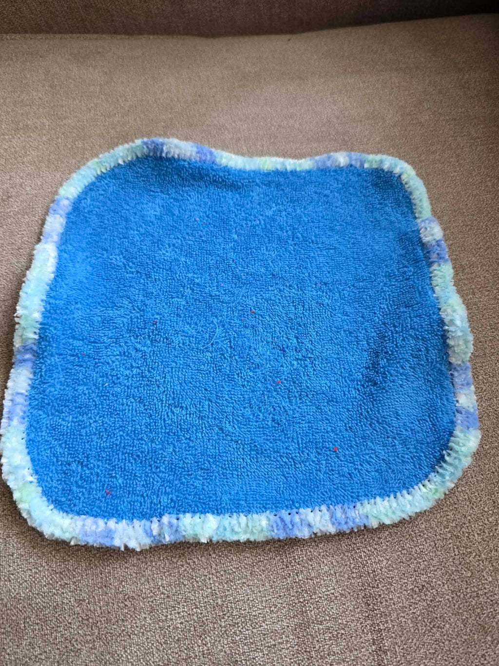 Handmade Crochet-Edged Terry Cloth Washcloth