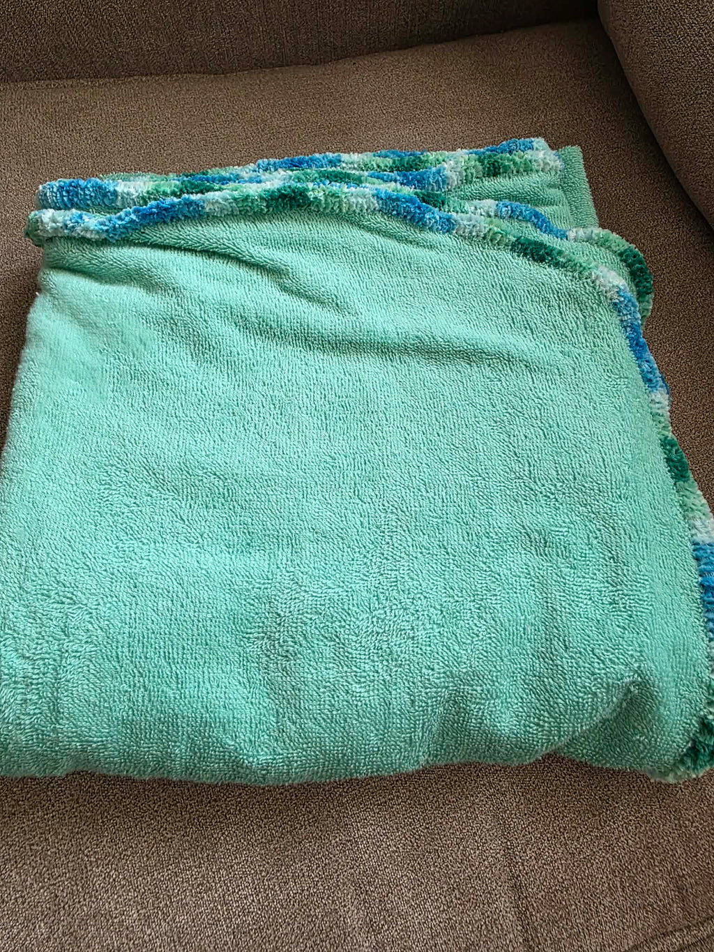 Handmade Crochet-Edged Terry Cloth Towel